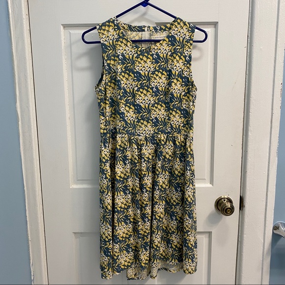 Mata Traders Blue & Yellow Pineapple Dress - Size Small - Picture 1 of 6